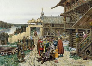 Egy feudális orosz herceg udvara, 1908. alkotó: Appolinari Mikhaylovich Vasnetsov