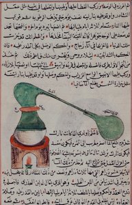 Add hozzá 25724 fol.36 A lepárlási folyamat az „Öt arab traktátus az alkímiáról” című könyvből (vellum)