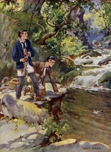 Pisztrángfogás (színes litó) alkotó: Archibald Bertram (after) Webb