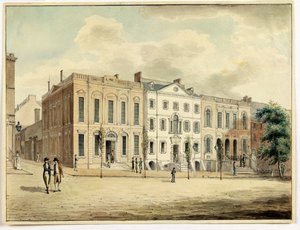 A Wall és a William Streets északkeleti sarka, New York City, 1798 (wc és tinta papíron)