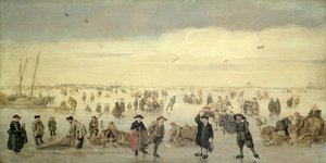 Téli jelenet számos figurával a jégen, 1600-31 körül (olaj a panelen)