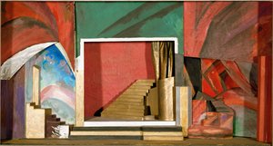 Dekorációs makett Rubinstein A démon című operájához (fa, karton, textil, gouache) alkotó: Aristarkh Vasilievic Lentulov