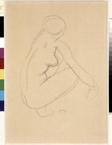 Meztelen guggolás. Aristide Maillol (1861-1944) rajza. Ceruza papíron. Mérete: 32x23 cm. Musee Cantini, Marseille alkotó: Aristide Maillol