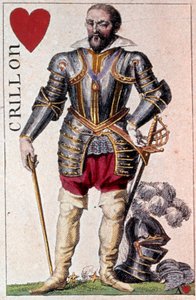 Louis de Balbes de Berton, a Bátor Crillon becenevű lovag ábrázolása. Gustave Houbigant (1789-1862) játékkártya részlete, 19. századi Paris B.N.