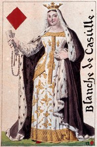 Kasztília fehér királynőjének (1188-1252) ábrázolása. Gustave Houbigant (1789-1862) játékkártya részlete, 19. századi Paris B.N.