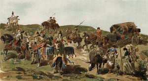 Szekér és kíséret, a burgundi hercegek kora, 15. század alkotó: Armand Jean Heins
