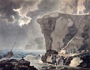 Az összeesküvők partraszállása a Cadoudal-ügyben a Biville-i sziklánál...”, 1771-1847 alkotó: Armand Jules Marie Heraclius de Polignac