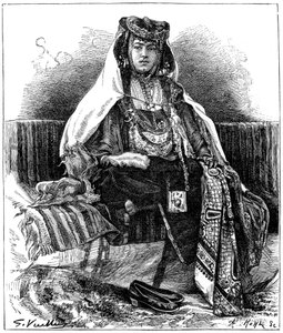 Ouled Nail táncos, Algéria, 1890