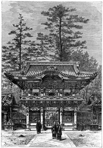 A Négy Sárkány Templomának portikusa Nikko Toshogu, Nikko, Japán, 1895.