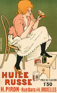 „Huile Russe” cipővédőt reklámozó plakát, 1896