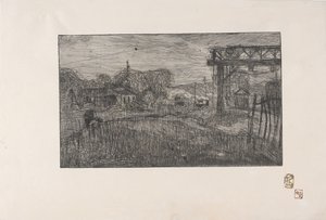 La Gare de Valmondois (Valmondois pályaudvar) 1893 (rézkarc és rulett) alkotó: Armand Séguin