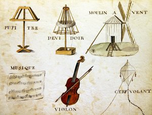 Illusztrációk az 1814-es francia ábécé könyvéből, pub. szerző: Charles Plante Fine Arts alkotó: Arnaud de Beauregard