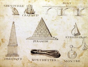 Illusztrációk az 1814-es francia ábécé könyvéből, pub. szerző: Charles Plante Fine Arts alkotó: Arnaud de Beauregard