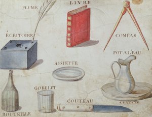Illusztrációk az 1814-es francia ábécé könyvéből, pub. Charles Plante Fine Arts, 1814