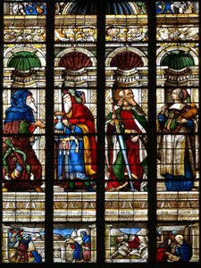 Ábrahám, Melchisedech, Szent Pál és a szamoszi szibilla - Ólomüveg a Szent Jakab kápolnában, Arnaud de Moles (1470-1520) 1513-ban elkészült - Cathedrale Sainte Marie d