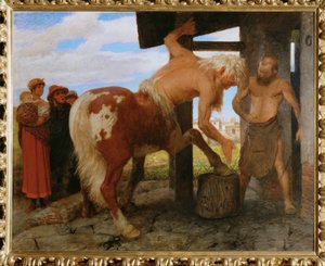 Kentaur in der Dorfschmiede - Kentaur a falusi kovácsműhelyben ... alkotó: Arnold Böcklin