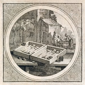 Backgammon készlet és játékosok a Stichtelyke Zinnebeelde-től alkotó: Arnold Houbraken