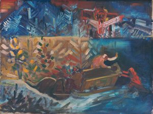 Beteghordás, 1940 körül (olaj, vászon) alkotó: Arnold Peter Weisz-Kubincan