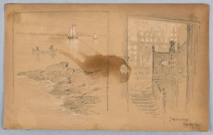 A táj és a lépcsőház vázlata alkotó: Arnold William Brunner