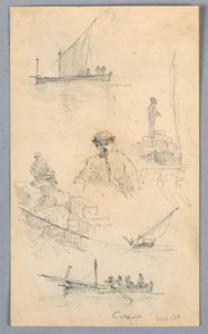 Vázlatok Catania kikötőjében alkotó: Arnold William Brunner