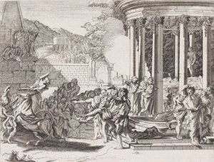 A Sinorixot a templomból hordták ki mérgezés után, 1650-1700. alkotó: Arnold van Westerhout.