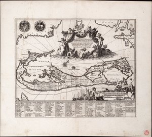 Mappa Aestivarum Insularum, alias Barmudas dictarum. Egyetlen lap, metszet. alkotó: Arnoldus Montanus