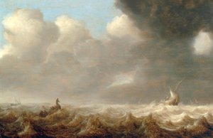 Halászhajók viharos tengeren alkotó: Arnoldus van Anthonissen