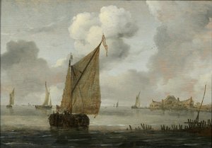Vitorlás hajók a part közelében alkotó: Arnoldus van Anthonissen