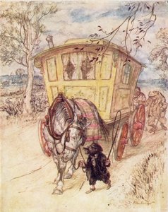 Illusztráció Kenneth Grahame A szél a fűzfákban című könyvéhez (színes litográfia)