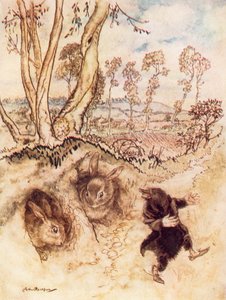 Illusztráció Kenneth Grahame A szél a fűzfákban című könyvéhez (színes litográfia)