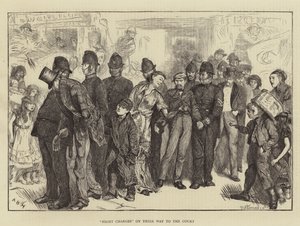 Éjszakai vádak a bíróság felé vezető úton alkotó: Arthur Boyd Houghton