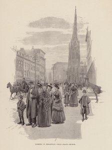 A Broadwayre nézve, a Grace templom közelében (metszet) alkotó: Arthur Burdett Frost