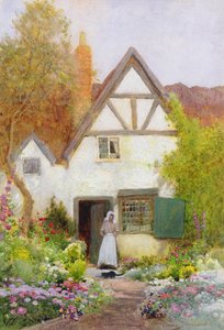 A macska etetése (akvarell) alkotó: Arthur Claude Strachan