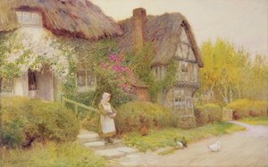 A csirkék etetése alkotó: Arthur Claude Strachan
