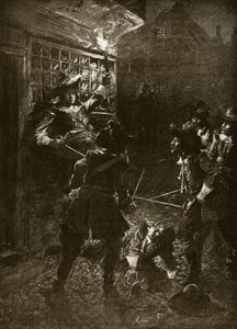 II. Károly király hívei megtámadják Sir John Coventryt, 1670, illusztráció Hutchinson „A brit nemzet története” című művéből, 1920 körül alkotó: Arthur David McCormick