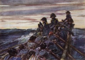 Nelson egy nyitott csónakban a Balti-tengeren csatlakozik a flottához alkotó: Arthur David McCormick