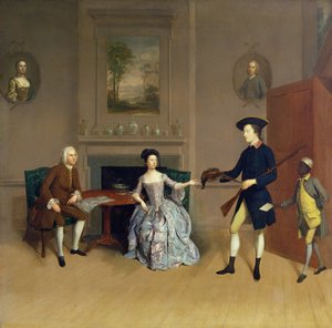John Orde feleségével, Anne-nel és legidősebb fiával, Vilmossal Morpethben, Northumberlandban, 1754-56 körül