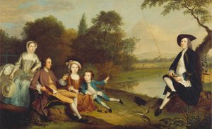 Egy család portréja, amelyet hagyományosan Swaine családként ismernek Fencroftban, Cambridgeshire-ben alkotó: Arthur Devis