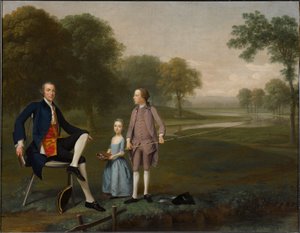 Richard Moreton, Esq. tackley-i úr unokaöccsével és unokahúgával, John és Susanna Weylanddal alkotó: Arthur Devis