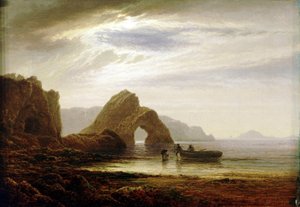 Holdfény Giltar Pointnál, Tenby közelében (Anglia), délről. Olaj, vászon, 1872-1874 körül, Arthur Gilbert (1819-1885) alkotása.