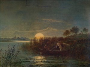 Folyói jelenet Holdfényben, csónakkal, 1879, 1935