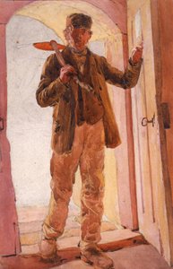 A munkás (ceruza és akvarell, papír (kartonra))