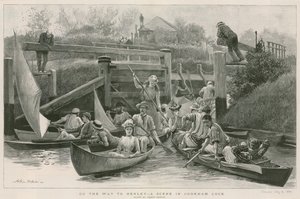 Útban Henley felé – jelenet a Cookham Lockban alkotó: Arthur Hopkins