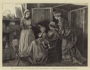 A királynő látogatása az East Enden, felépülés, vázlat a londoni kórházban alkotó: Arthur Hopkins