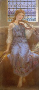 Lány hegedűs alkotó: Arthur Hughes