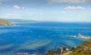 Tanulmány a Hannafore számára, West Looe (olaj a fedélzeten) alkotó: Arthur Hughes