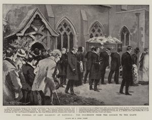 Lady Salisbury temetése Hatfieldben, a körmenet a templomtól a sírig