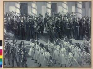 A zágrábi iskolások tiszteletadása 1895-ben