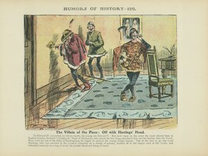 A darab gonosztevője: Hastings fejével együtt (színes litográfia) alkotó: Arthur Moreland