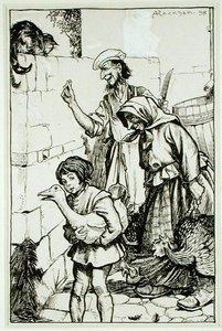 Sir Alured Denne Tom-Catje, Thomas Ingoldsby „The Ingoldsby Legends, or Mirth and Marvels” illusztrációja, 1898-ban megjelent (toll és tinta papíron) alkotó: Arthur Rackham
